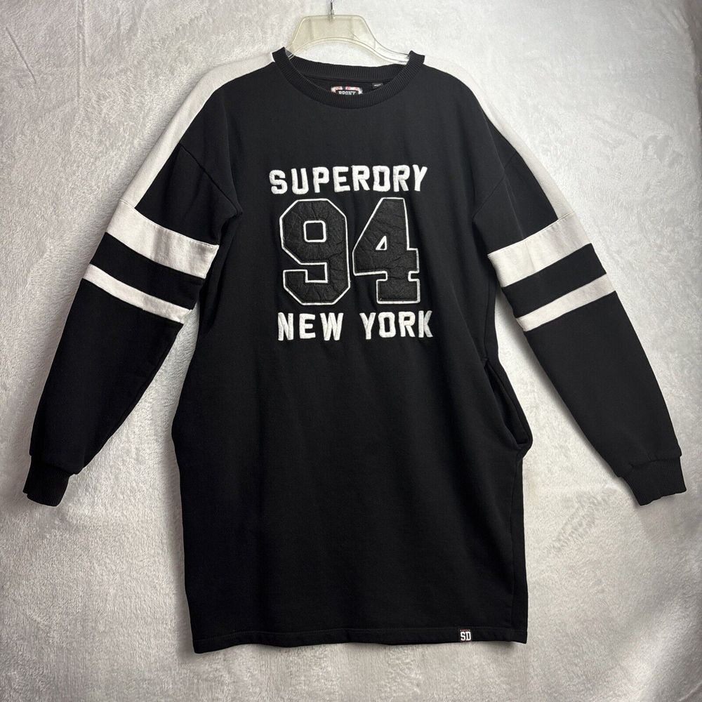 Superdry Crew Neck Sweatshirt Long sleeve Tunic Dress Embroidered NY Size Small